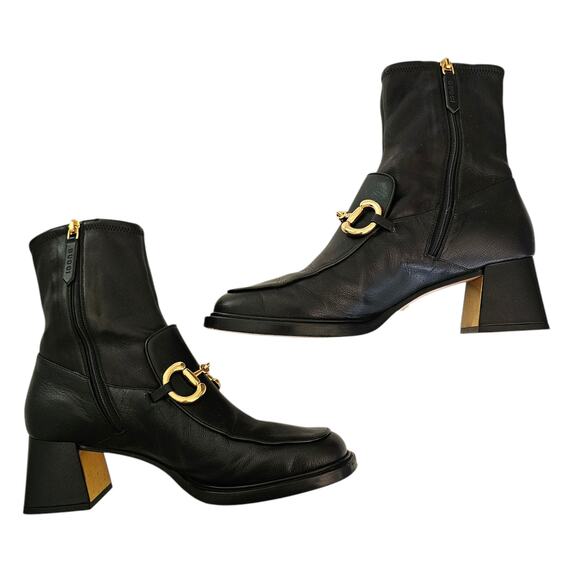 Gucci Baby Horsebit Sock Ankle Boot Size 39 US 9 Black Leather Block Heel Zip Up - Picture 7 of 11